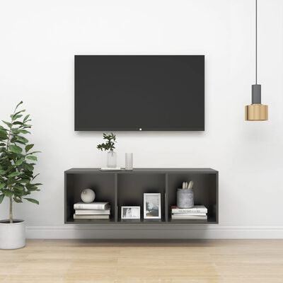 vidaXL Nástěnná TV skříňka šedá 37 x 37 x 107 cm dřevotříska