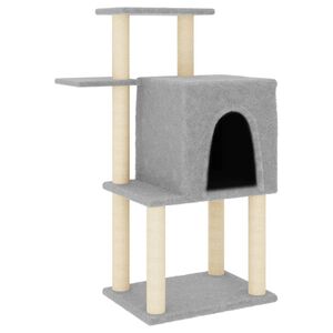vidaXL &Scaron;krabadlo pro kočky se sisalov&yacute;mi sloupky světle &scaron;ed&eacute; 97 cm