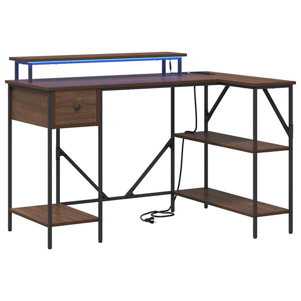 vidaXL Stůl se z&aacute;suvkou Hněd&yacute; dub 120 x 79 x 86,5 cm kompozitn&iacute; dřevo