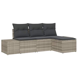 vidaXL Sada zahradn&iacute;ch pohovek s pol&scaron;t&aacute;řem 4 pcs Světle &scaron;ed&aacute; polyratan
