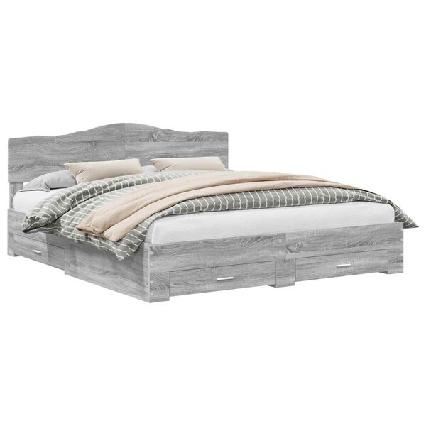 vidaXL R&aacute;m postele s čelo &Scaron;ed&aacute; Sonoma 200 x 200 cm kompozitn&iacute; dřevo