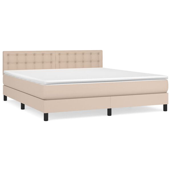 vidaXL Box spring postel s matrac&iacute; cappuccino 180 x 200 cm uměl&aacute; kůže