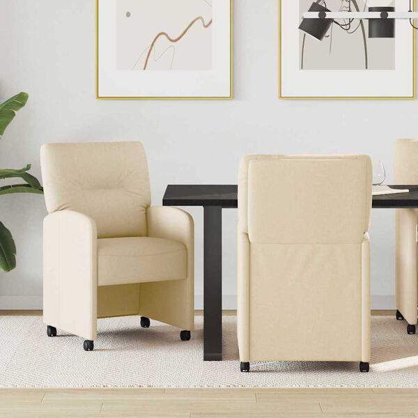 vidaXL J&iacute;deln&iacute; židle na kolečk&aacute;ch 2 pcs Kr&eacute;mov&aacute; 57 x 67 x 95 cm textil