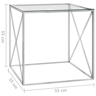 vidaXL Konferenční stolek stříbrný 55x55x55 cm nerezová ocel a sklo