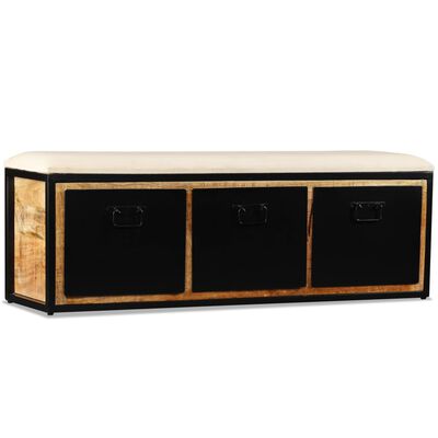 vidaXL Úložná lavička se 3 zásuvkami, masivní mangovník, 120x30x40 cm