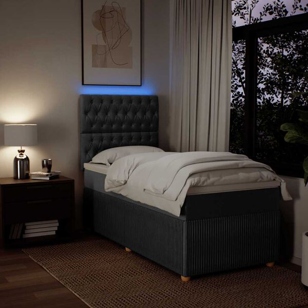 vidaXL Box spring postel s matrac&iacute; tmavě &scaron;ed&aacute; 100 x 200 cm textil