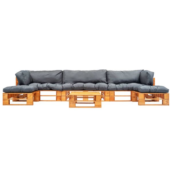 vidaXL 6d&iacute;ln&aacute; zahradn&iacute; sedac&iacute; souprava z palet &scaron;ed&eacute; podu&scaron;ky dřevo