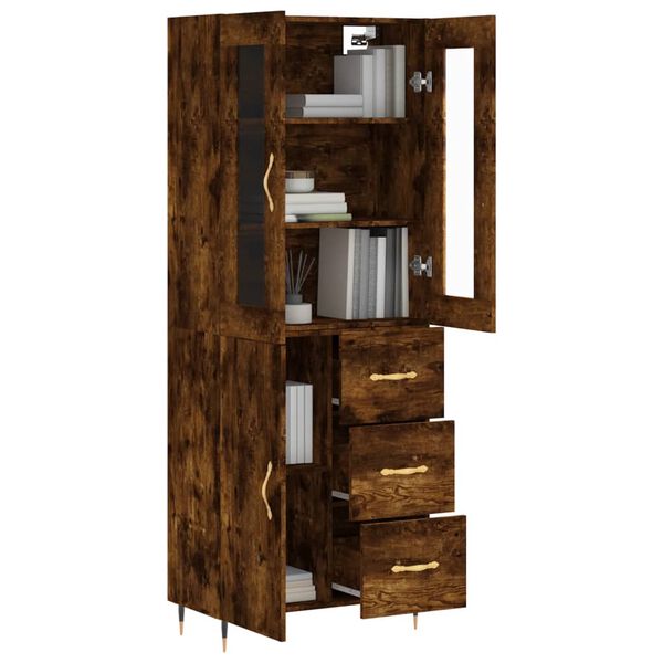 vidaXL Skř&iacute;ň highboard kouřov&yacute; dub 69,5 x 34 x 180 cm kompozitn&iacute; dřevo