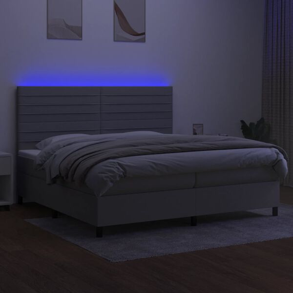 vidaXL Box spring postel s matrac&iacute; a LED světle &scaron;ed&aacute; 200x200 cm textil