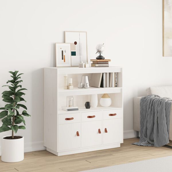 vidaXL Skř&iacute;ň highboard b&iacute;l&aacute; 100 x 40 x 108,5 cm masivn&iacute; borov&eacute; dřevo