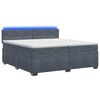 vidaXL Box spring postel s matrac&iacute; a LED Tmavě &scaron;ed&aacute; 200 x 200 cm Samet