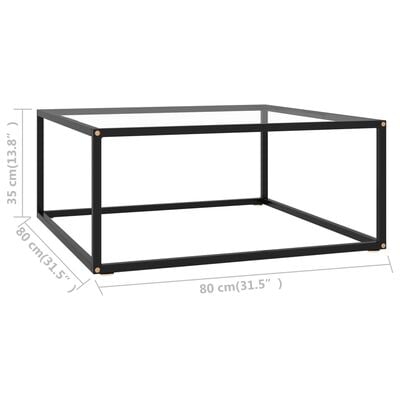vidaXL Konferenční stolek černý s tvrzeným sklem 80 x 80 x 35 cm