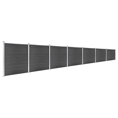 vidaXL Set plotového dílce WPC 1218 x 186 cm černý