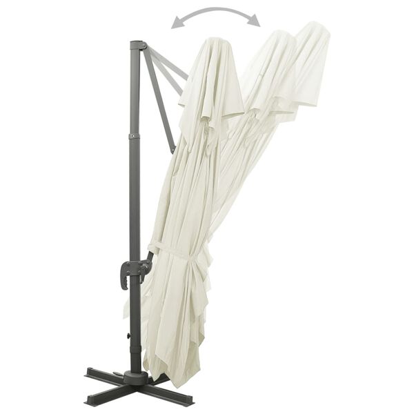 vidaXL Konzolový zahradní slunečník s dvojitou střechou, pískový, 400 x 300 cm