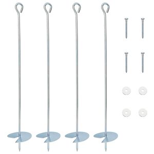 vidaXL Zemn&iacute; kotva 4 pcs Stř&iacute;brn&aacute; &Oslash;10 x 60 cm Pozinkovan&yacute; kov