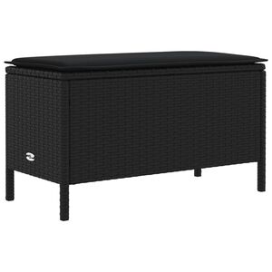 vidaXL Zahradn&iacute; podnožka s pol&scaron;t&aacute;řem Čern&aacute; 80 x 38 x 45 cm PE ratan