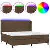 vidaXL Box spring postel s matrac&iacute; a LED tmavě hněd&aacute; 200x200 cm textil