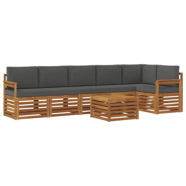 vidaXL Rohov&aacute; sofa sada s pol&scaron;t&aacute;řem 7 pcs Přirozen&aacute; a Anthracitov&aacute;