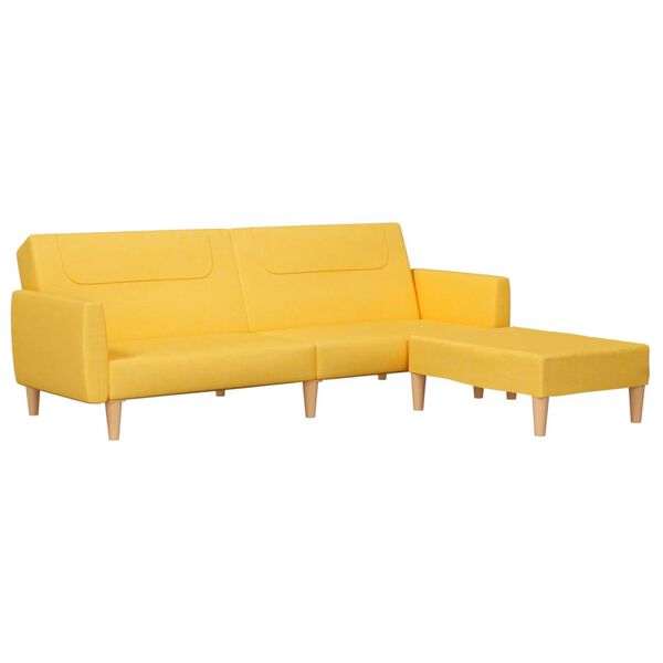 vidaXL 2m&iacute;stn&aacute; rozkl&aacute;dac&iacute; pohovka s podnožkou žlut&aacute; textil