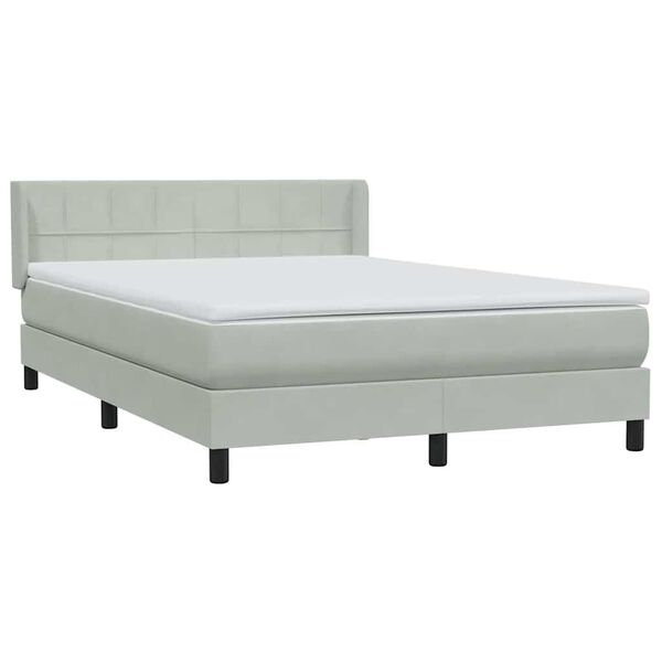 vidaXL Box spring postel s matrac&iacute; světle &scaron;ed&aacute; 140x210 cm samet