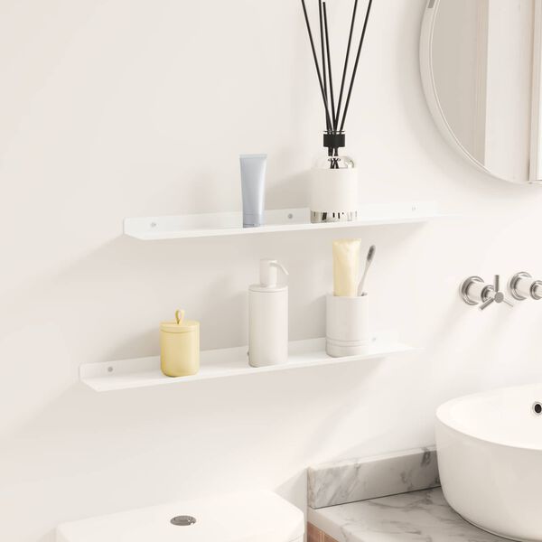 vidaXL Plovouc&iacute; police N&aacute;stěnn&yacute; 2 pcs B&iacute;l&yacute; 60 x 8,5 x 2,5 cm Ocel