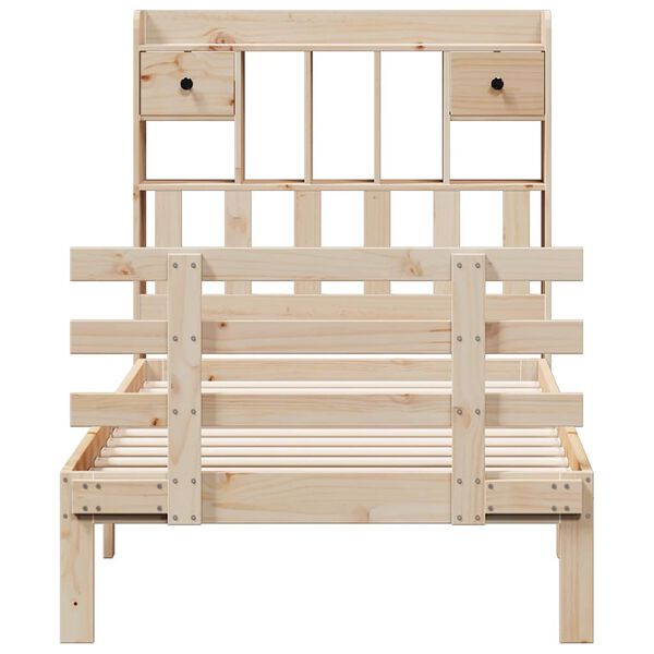 vidaXL Postel s knihovnou bez matrace 75 x 190 cm masivn&iacute; borovice