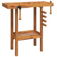 vidaXL Pracovní stůl se svěráky 92 x 48 x 83 cm masivní akáciové dřevo