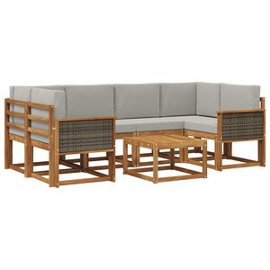 vidaXL Venkovn&iacute; pohovkov&aacute; souprava 5 pcs Př&iacute;rodn&iacute; a světle &scaron;ed&aacute;