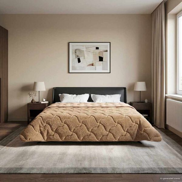 vidaXL Letn&iacute; přikr&yacute;vka Taupe 200 x 220 cm Mikrovl&aacute;kno a teddy fleece