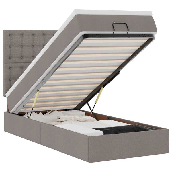 vidaXL Osmansk&aacute; postel s matrac&iacute; & LED taupe 90x200 cm l&aacute;tka