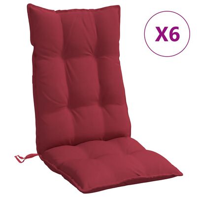 vidaXL Podušky na židli s vysokým opěradlem 6 ks vínové látka oxford