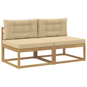 vidaXL 2 Kus Venkovn&iacute; středn&iacute; pohovka Polyester B&iacute;l&aacute;