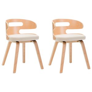 vidaXL Jídelní židle 2 ks krémové ohýbané dřevo a umělá kůže