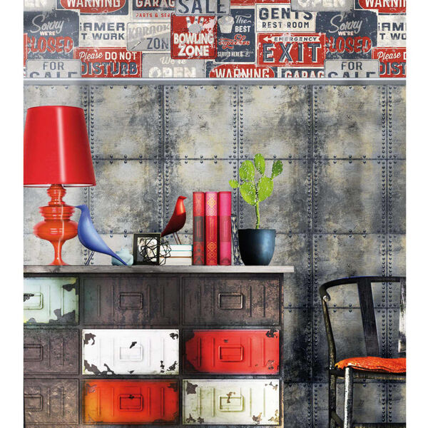 425296 Urban Friends & Coffee Wallpaper Billboards Small Blue and Red