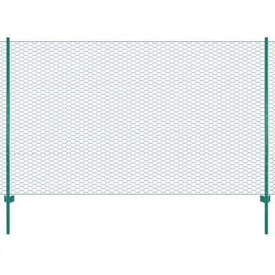 vidaXL Drátěný plot se sloupky ocel 25 x 1,5 m zelený