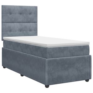 vidaXL Postel boxspring s matrac&iacute; s čelo Tmavě &scaron;ed&aacute; jednoduch&yacute; Samet