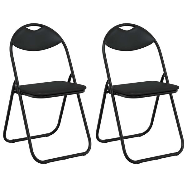 vidaXL Skl&aacute;dac&iacute; židle 2 pcs Čern&yacute; 48 x 43,5 x 81 cm Uměl&aacute; kůže