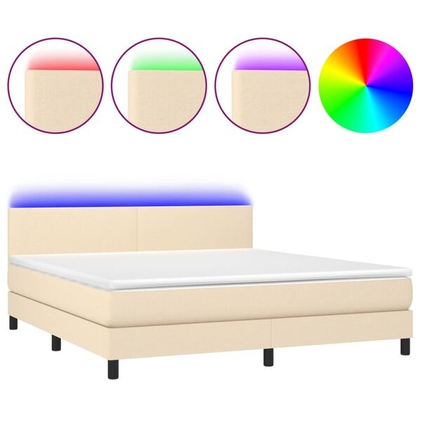 vidaXL Box spring postel s matrac&iacute; a LED kr&eacute;mov&aacute; 180x200 cm textil