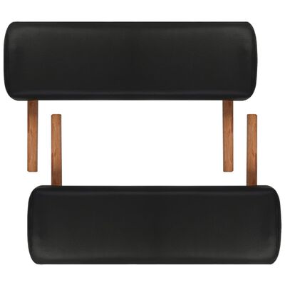 vidaXL Černý skládací masážní stůl se 2 zónami a dřevěným rámem