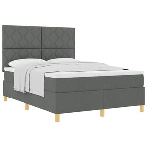 vidaXL Postel s boxspringem s čelo Tmavě &scaron;ed&aacute; 140 x 200 cm textil
