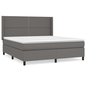 vidaXL Box spring postel s matrac&iacute; &scaron;ed&aacute; 180x200 cm uměl&aacute; kůže