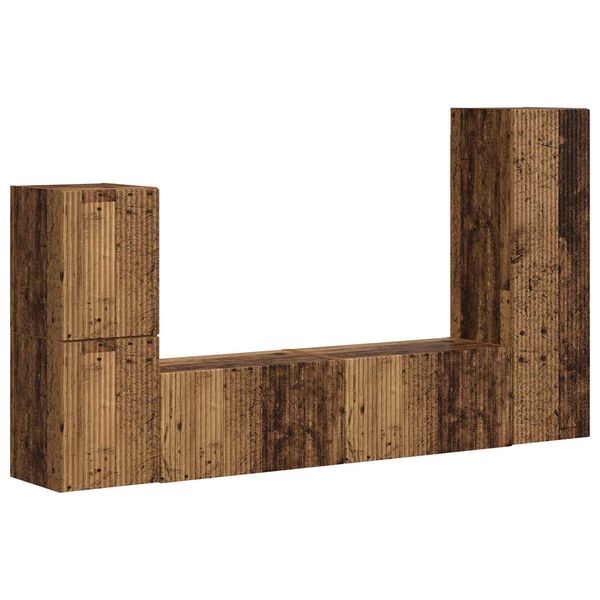 vidaXL Sestava TV skř&iacute;něk N&aacute;stěnn&yacute; 4 pcs Star&eacute; dřevo kompozitn&iacute; dřevo