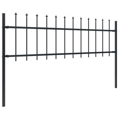 vidaXL Zahradní plot s hroty ocelový 10,2 x 0,6 m černý