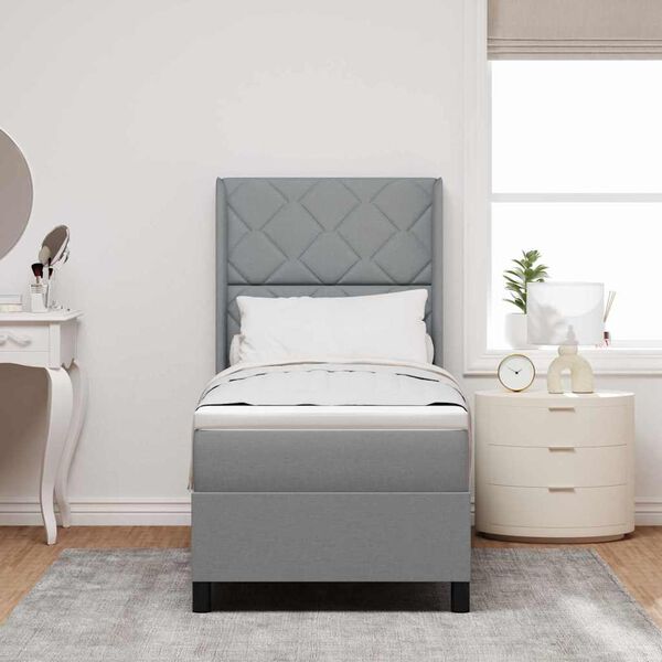 vidaXL Postel s boxspringem s matrac&iacute; Světle &scaron;ed&aacute; 90 x 190 cm textil