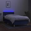 vidaXL Box spring postel s matrac&iacute; a LED modr&aacute; 80 x 200 cm textil