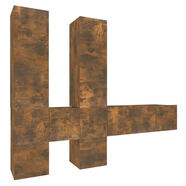 vidaXL 7d&iacute;ln&yacute; set TV skř&iacute;něk kouřov&yacute; dub kompozitn&iacute; dřevo