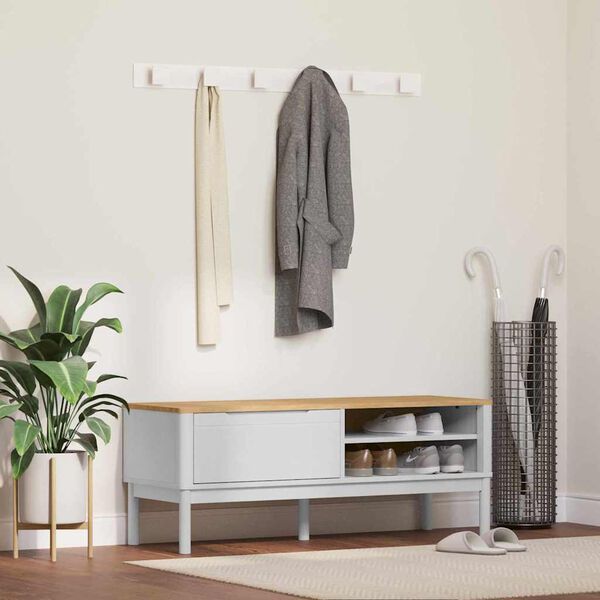 vidaXL Lavice do chodby se z&aacute;suvkou FLORO B&iacute;l&aacute; 115 x 40 x 45 cm