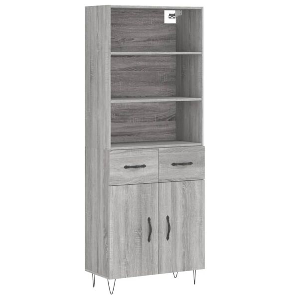 vidaXL Skř&iacute;ň highboard &scaron;ed&aacute; sonoma 69,5 x 34 x 180 cm kompozitn&iacute; dřevo