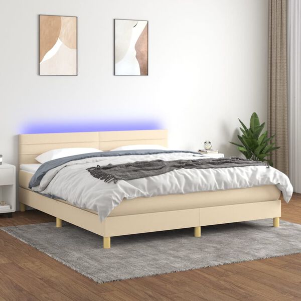 vidaXL Box spring postel s matrac&iacute; a LED kr&eacute;mov&aacute; 160x200 cm textil