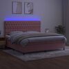 vidaXL Box spring postel s matrac&iacute; a LED růžov&aacute; 200x200 cm samet